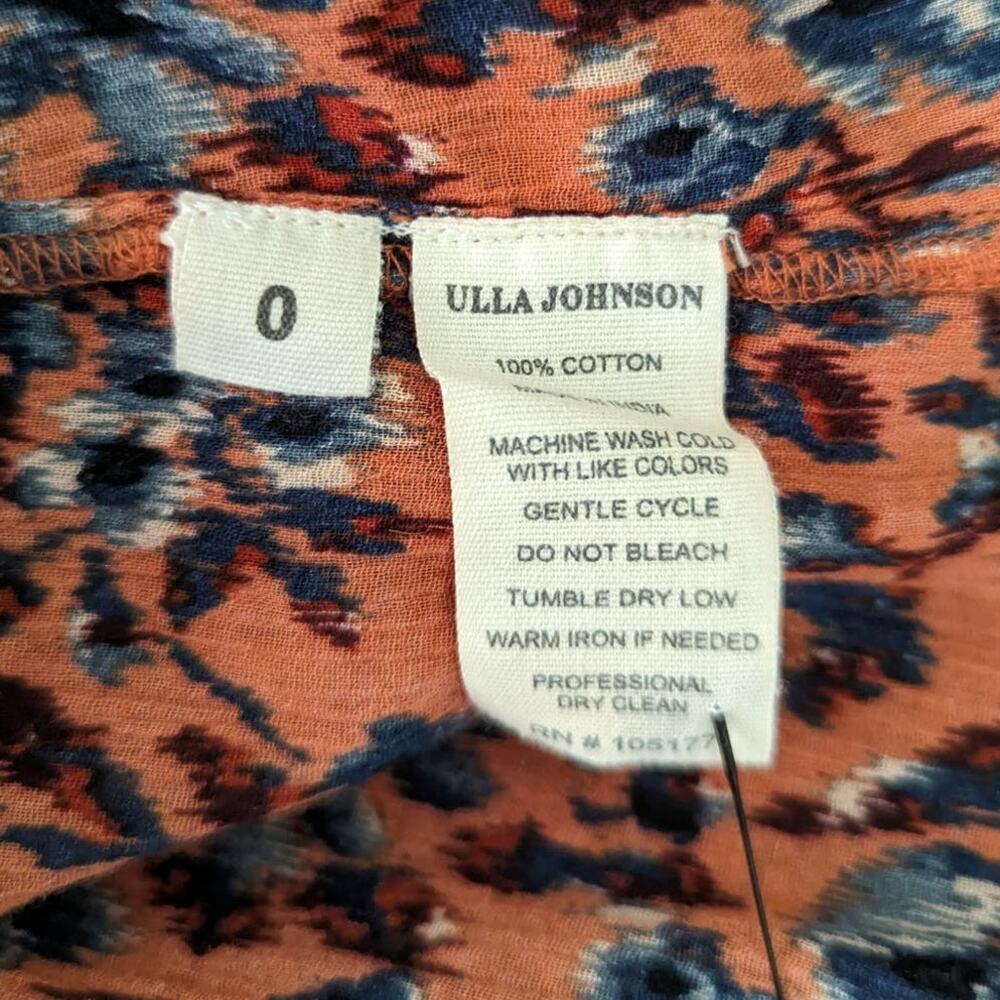 Ulla Johnson Jeanne Rosewood Long Sleeve Blouse Floral Cotton Size 0 Preowned - Picture 11 of 12